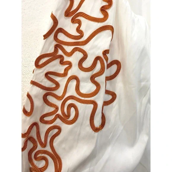 Chicos White Cotton Blend Soutache Embroidered Button Front Blouse Size 4 / 20 - Picture 3 of 7